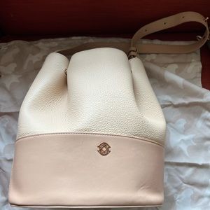 DAGNE DOVER AVA Pebble Leather Blush/Dusk Bucket Bag - EUC